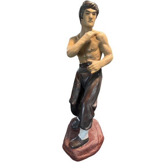 Vtg Bruce Lee Ceramic Figurine 10.5" Hand-Painted Martial Arts Statue - Picture 1 of 5